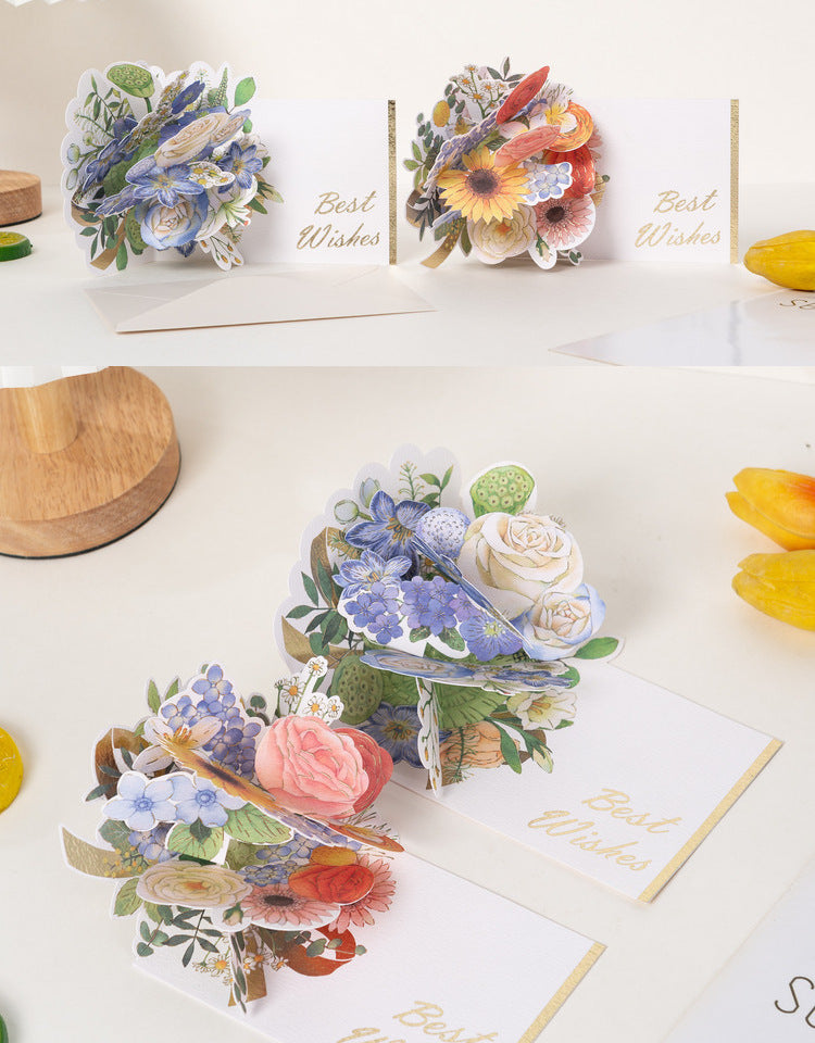 3D Gold Foil Floral Greeting Card Set(2 cards)