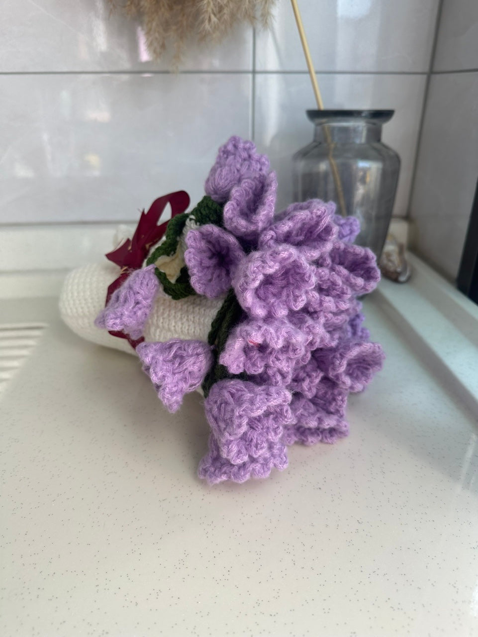 WrapTheLove Finished Flower Bouquet Blanket, Handmade Crochet Rose Bouquet Blanket, Soft Knitted Throw Blanket, Romantic Gift for Birthday, Wedding, Valentine's Day, Mother's Day, Christmas for mum, daughter, girls, and sisters, friends