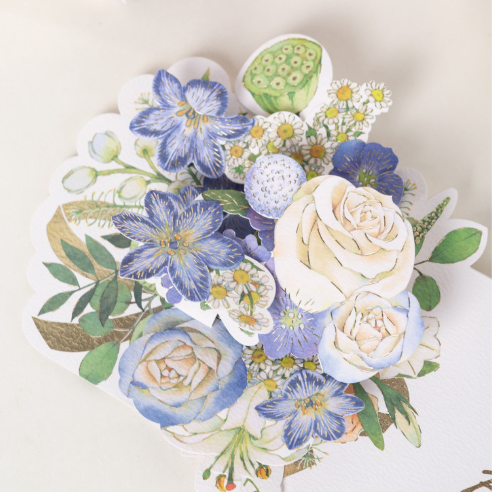 3D Gold Foil Floral Greeting Card Set(2 cards)
