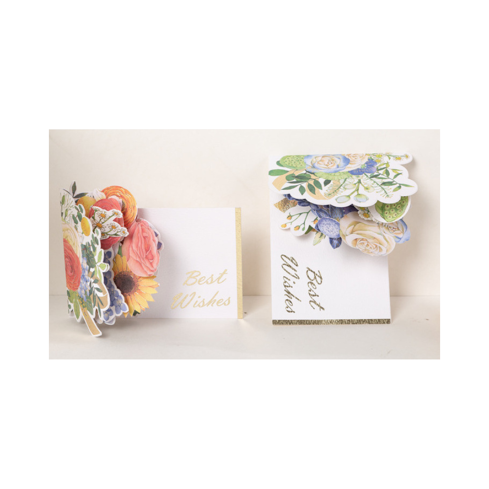 3D Gold Foil Floral Greeting Card Set(2 cards)